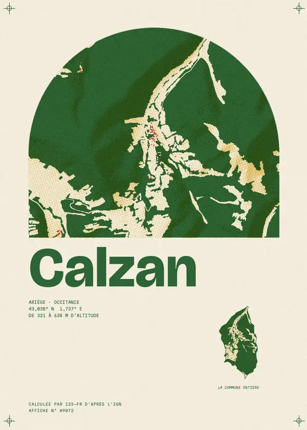 Affiche de Calzan, calculée par 123-fr d'après l'IGN