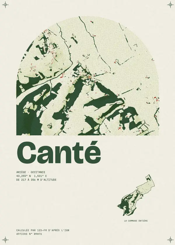 Affiche de Canté, calculée par 123-fr d'après l'IGN