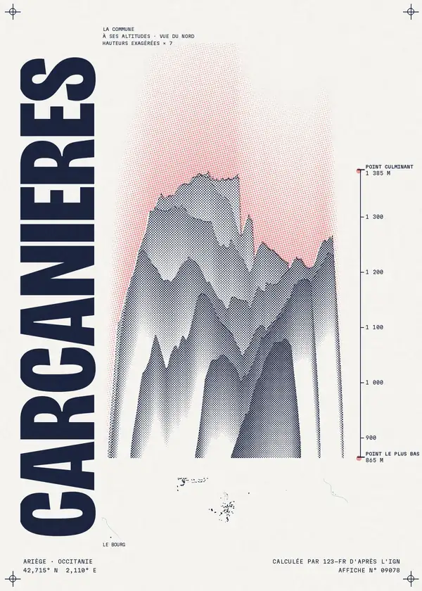 Affiche de Carcanières, calculée par 123-fr d'après l'IGN