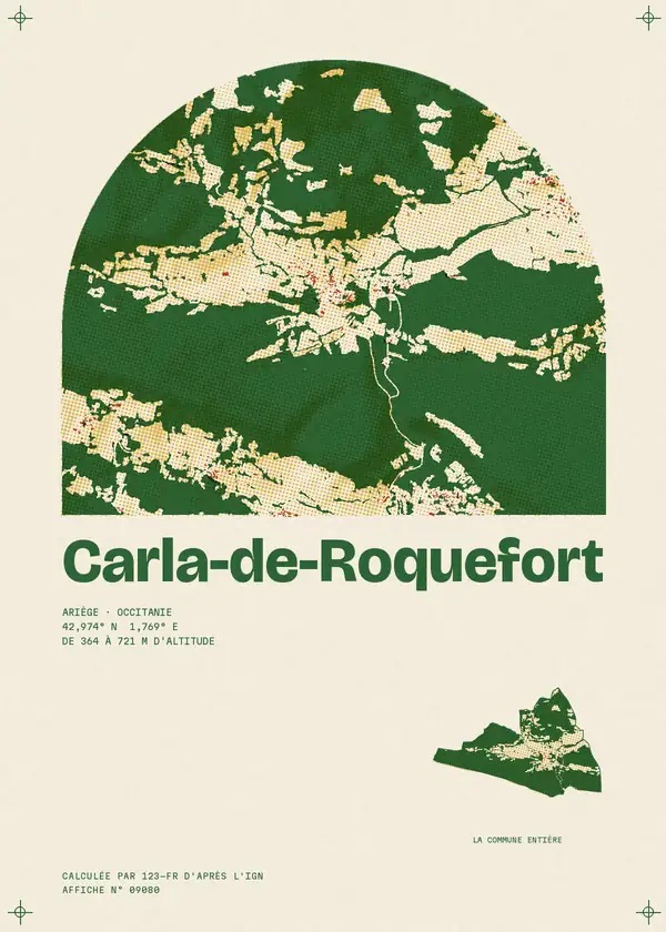 Affiche de Carla-de-Roquefort, calculée par 123-fr d'après l'IGN