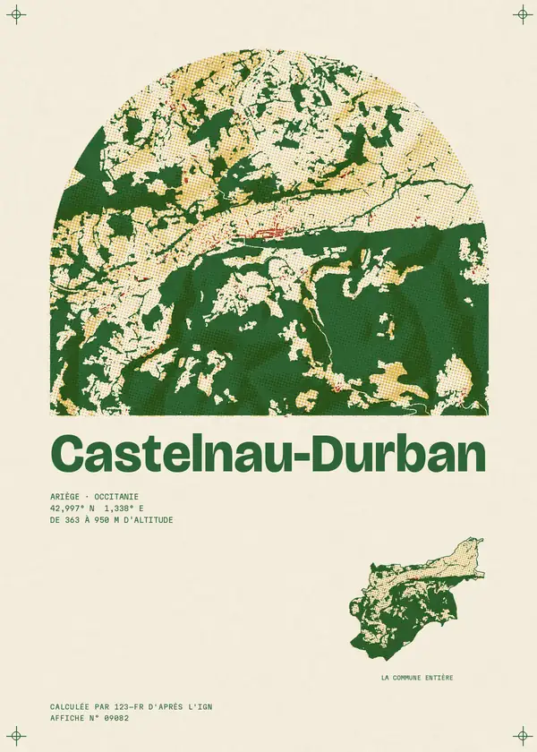 Affiche de Castelnau-Durban, calculée par 123-fr d'après l'IGN