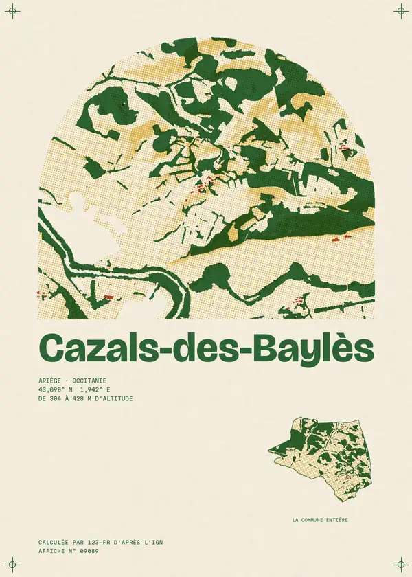 Affiche de Cazals-des-Baylès, calculée par 123-fr d'après l'IGN