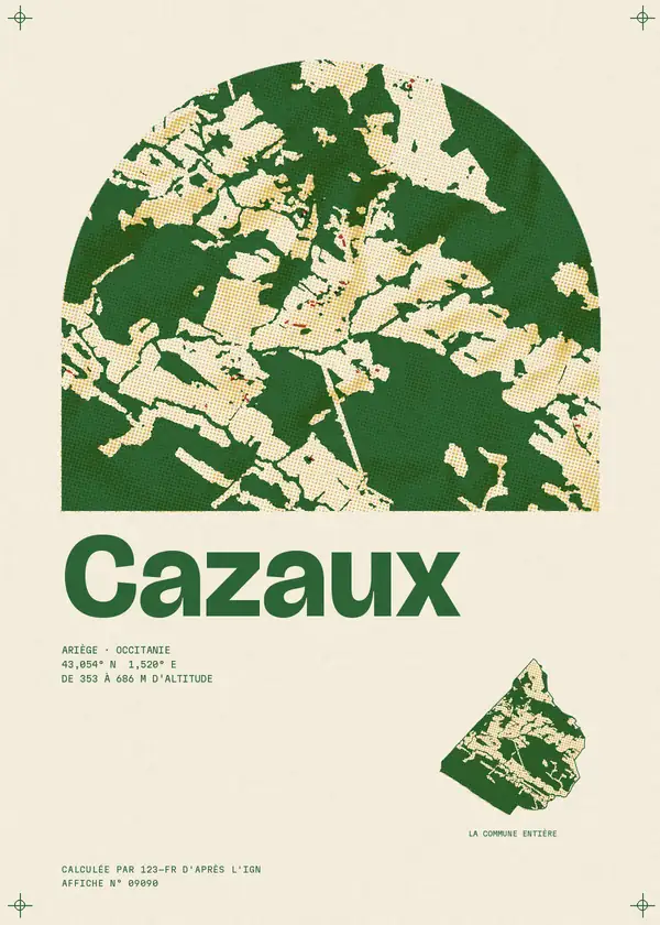 Affiche de Cazaux, calculée par 123-fr d'après l'IGN