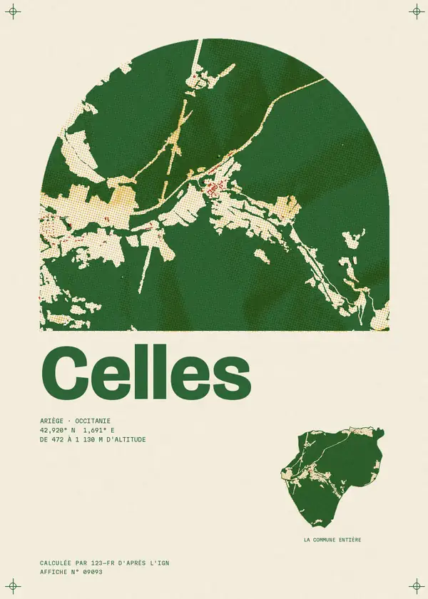 Affiche de Celles, calculée par 123-fr d'après l'IGN