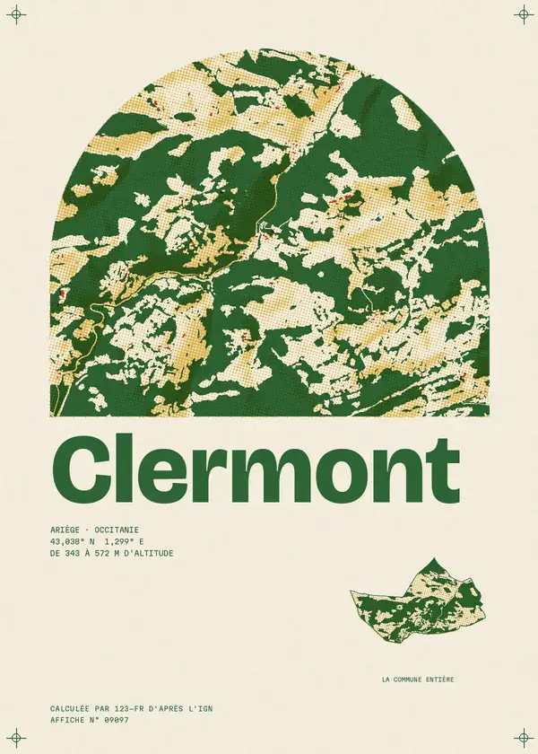 Affiche de Clermont, calculée par 123-fr d'après l'IGN
