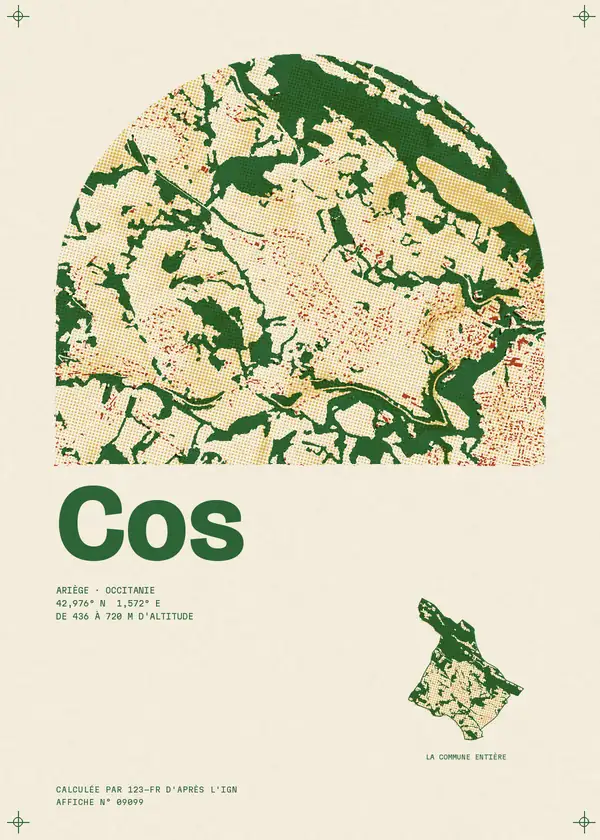 Affiche de Cos, calculée par 123-fr d'après l'IGN
