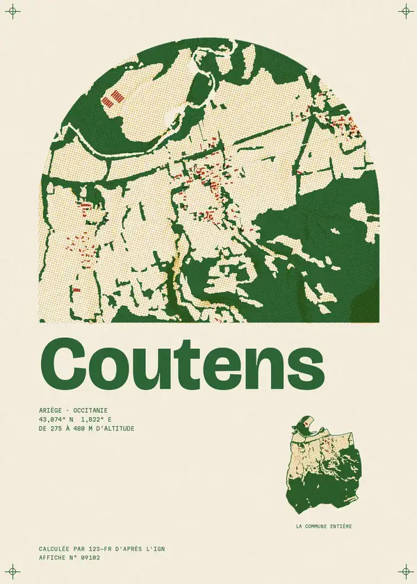 Affiche de Coutens, calculée par 123-fr d'après l'IGN