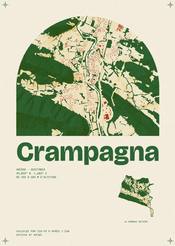 Affiche de Crampagna, calculée par 123-fr d'après l'IGN