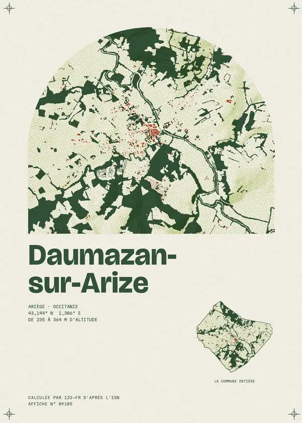 Affiche de Daumazan-sur-Arize, calculée par 123-fr d'après l'IGN