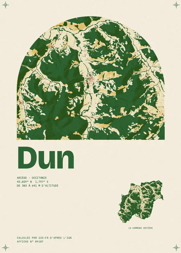 Affiche de Dun, calculée par 123-fr d'après l'IGN