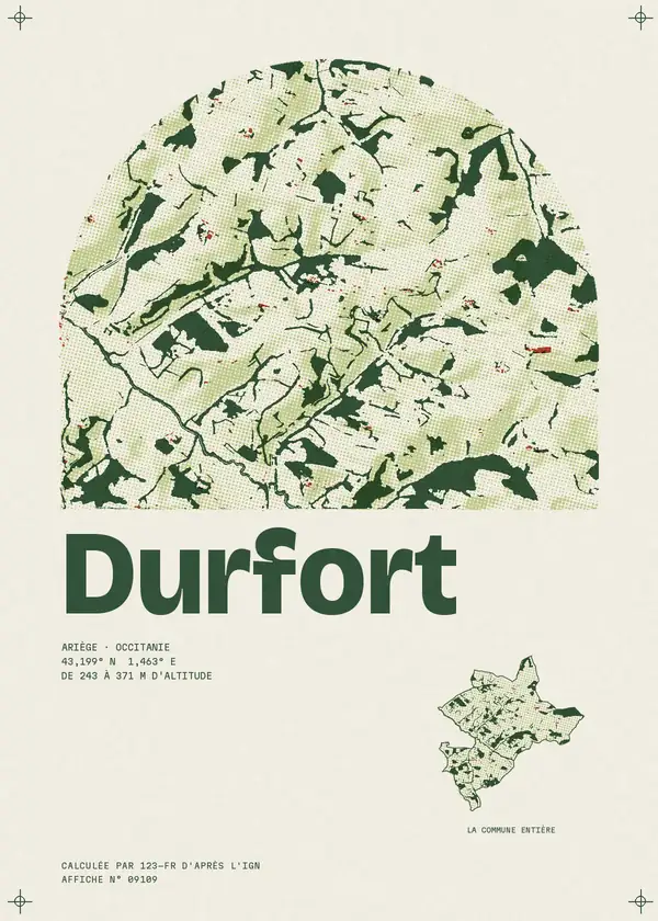 Affiche de Durfort, calculée par 123-fr d'après l'IGN