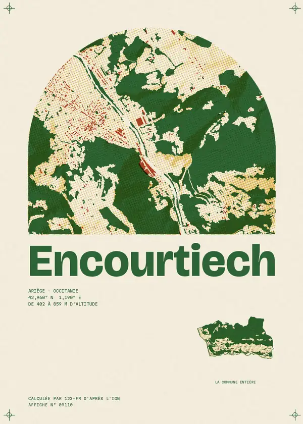 Affiche de Encourtiech, calculée par 123-fr d'après l'IGN