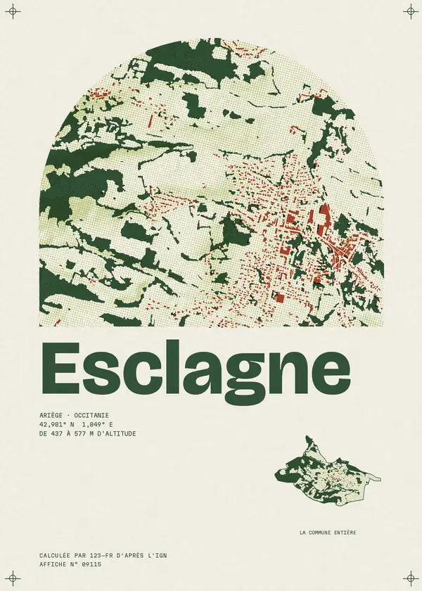 Affiche de Esclagne, calculée par 123-fr d'après l'IGN