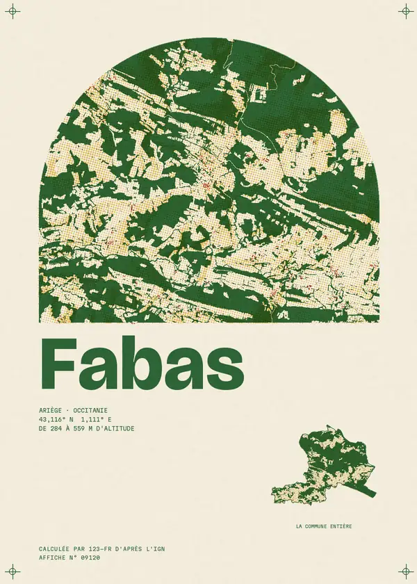 Affiche de Fabas, calculée par 123-fr d'après l'IGN