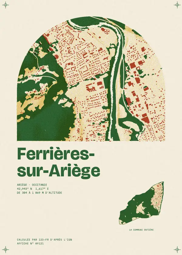 Affiche de Ferrières-sur-Ariège, calculée par 123-fr d'après l'IGN