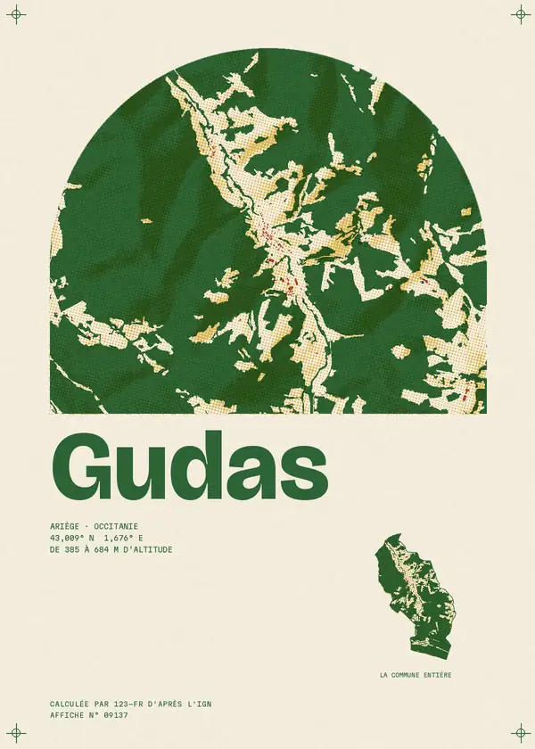 Affiche de Gudas, calculée par 123-fr d'après l'IGN