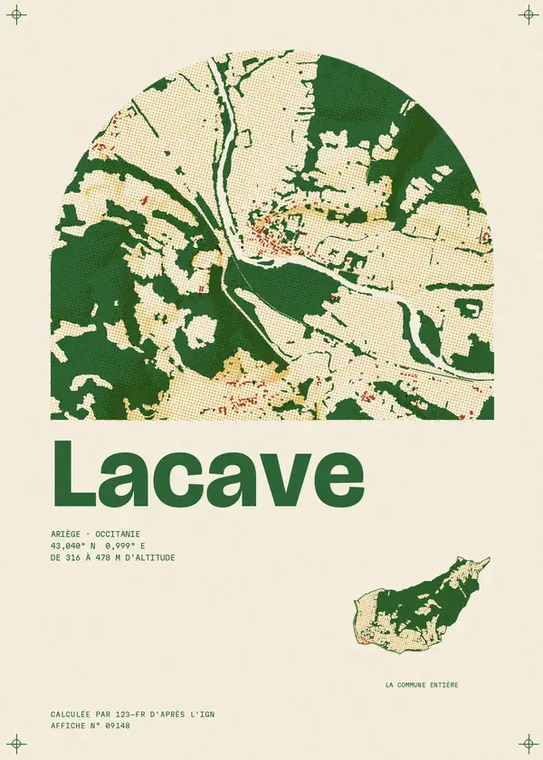 Affiche de Lacave, calculée par 123-fr d'après l'IGN
