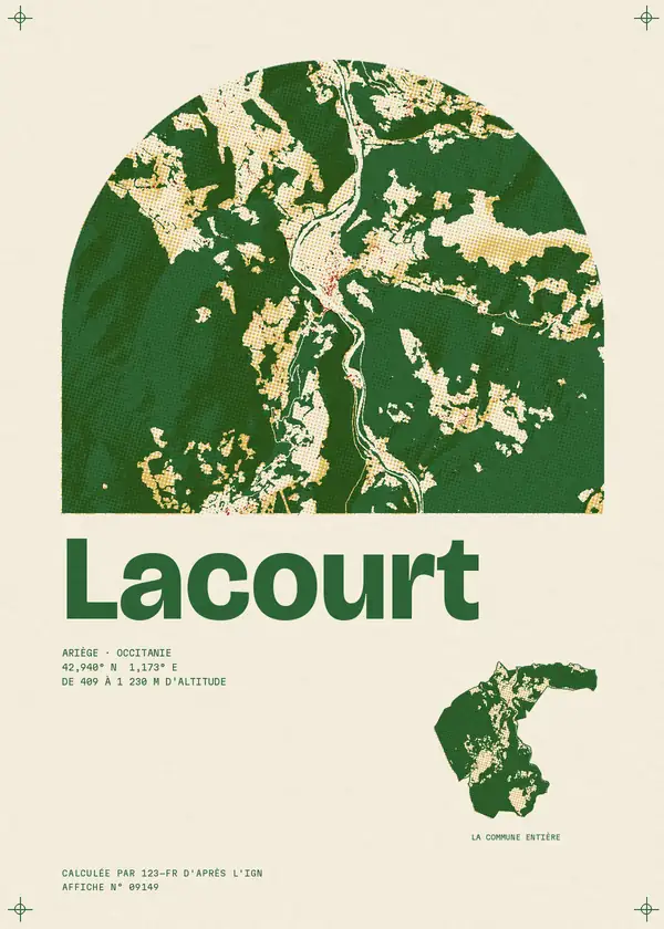 Affiche de Lacourt, calculée par 123-fr d'après l'IGN