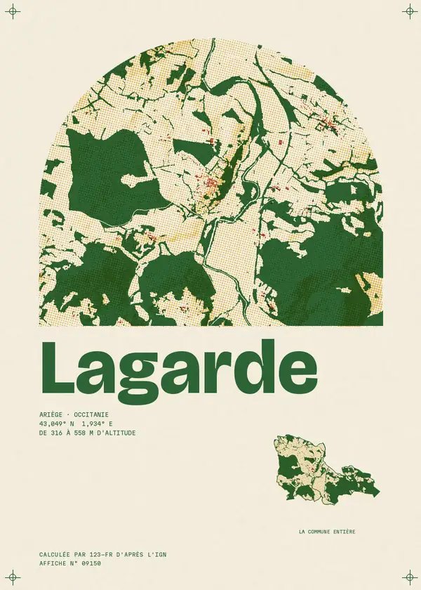 Affiche de Lagarde, calculée par 123-fr d'après l'IGN