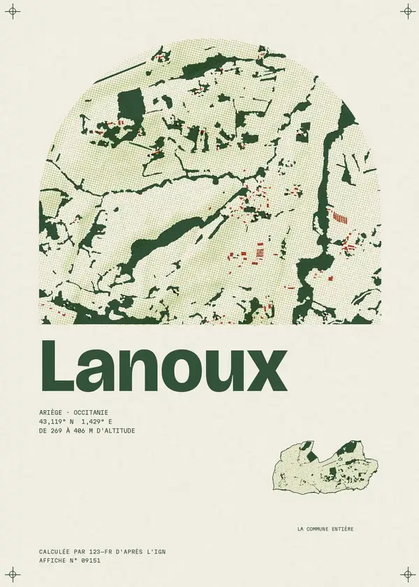 Affiche de Lanoux, calculée par 123-fr d'après l'IGN