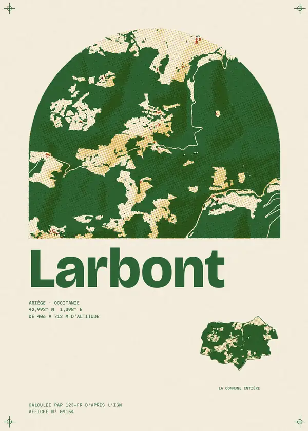 Affiche de Larbont, calculée par 123-fr d'après l'IGN