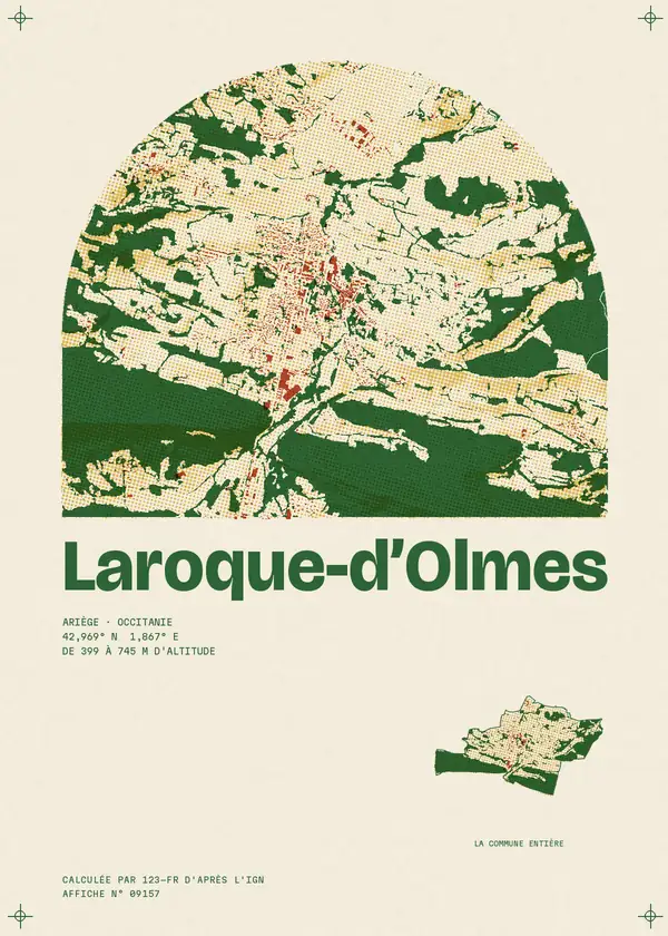 Affiche de Laroque-d'Olmes, calculée par 123-fr d'après l'IGN