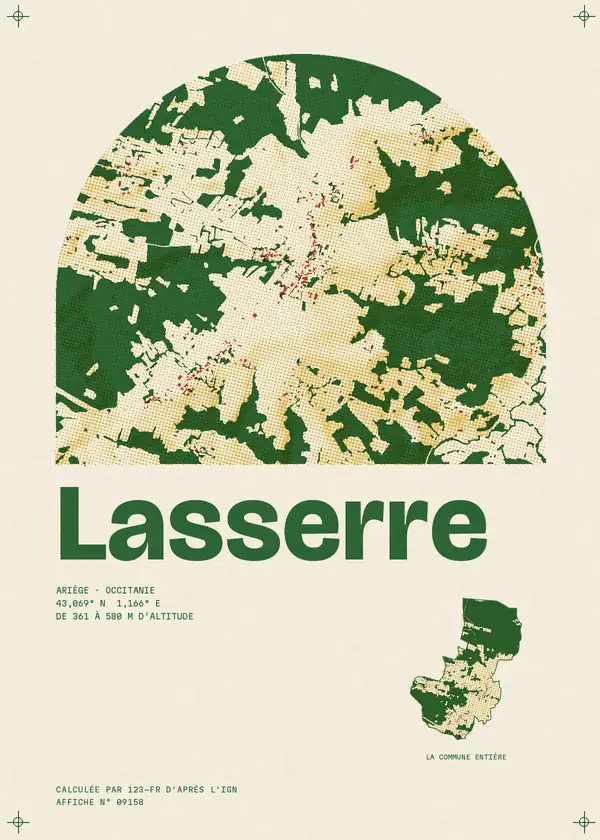 Affiche de Lasserre, calculée par 123-fr d'après l'IGN