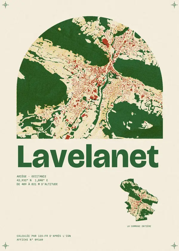 Affiche de Lavelanet, calculée par 123-fr d'après l'IGN