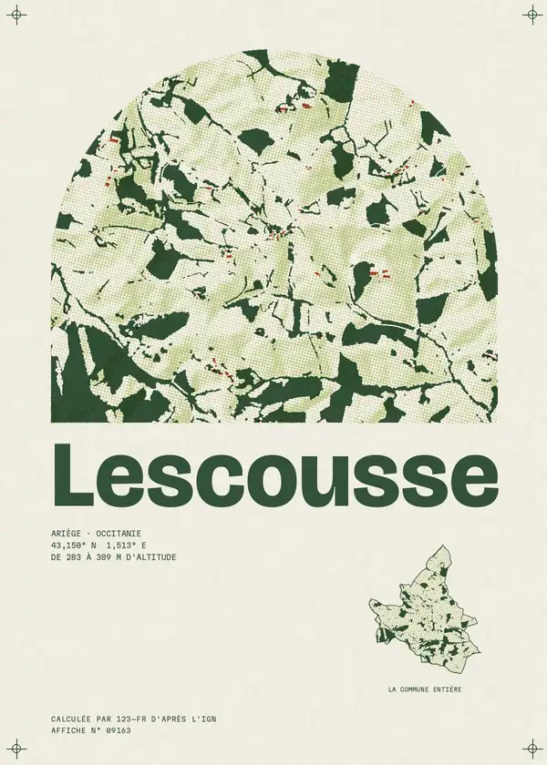 Affiche de Lescousse, calculée par 123-fr d'après l'IGN