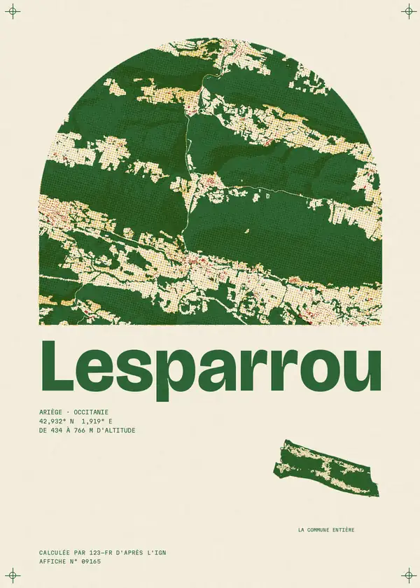 Affiche de Lesparrou, calculée par 123-fr d'après l'IGN