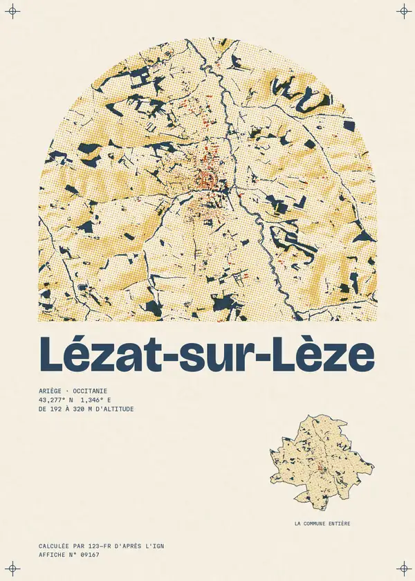 Affiche de Lézat-sur-Lèze, calculée par 123-fr d'après l'IGN