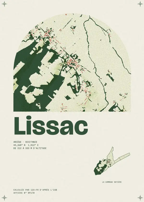 Affiche de Lissac, calculée par 123-fr d'après l'IGN