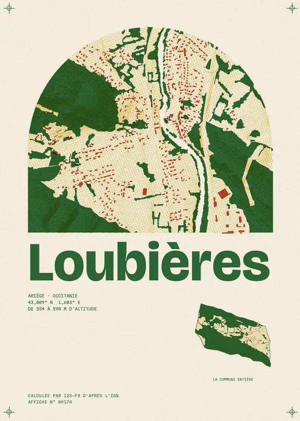 Affiche de Loubières, calculée par 123-fr d'après l'IGN