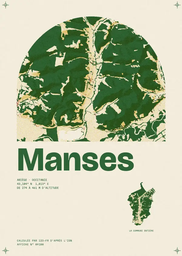 Affiche de Manses, calculée par 123-fr d'après l'IGN
