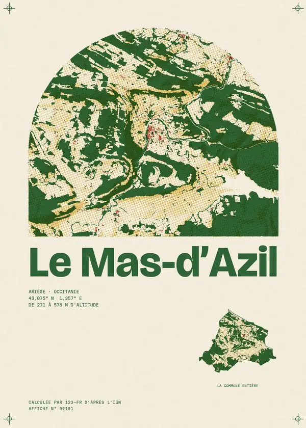 Affiche de Le Mas-d'Azil, calculée par 123-fr d'après l'IGN