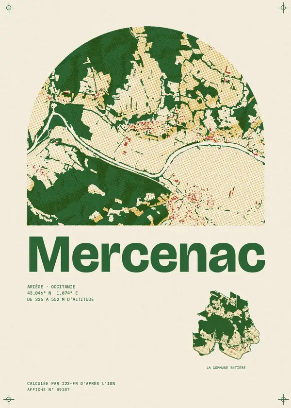 Affiche de Mercenac, calculée par 123-fr d'après l'IGN
