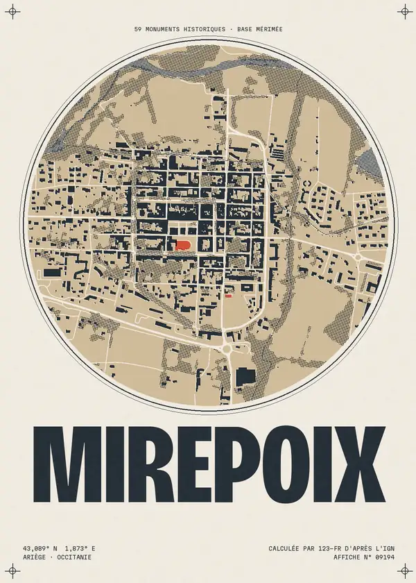 Affiche de Mirepoix, calculée par 123-fr d'après l'IGN