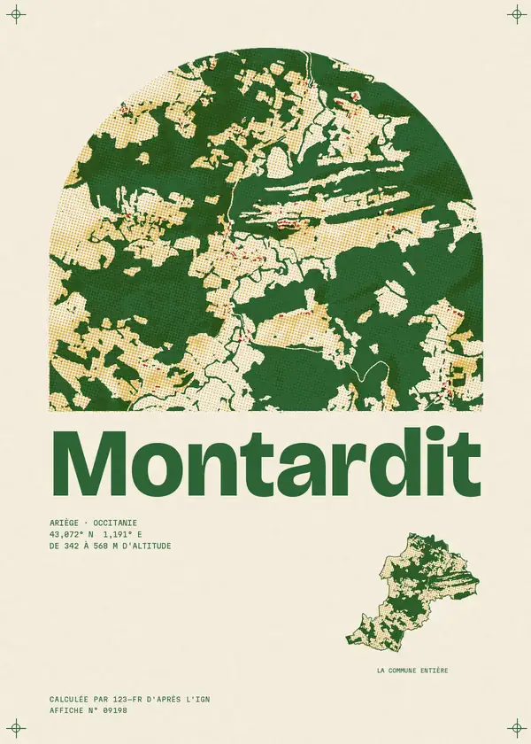 Affiche de Montardit, calculée par 123-fr d'après l'IGN