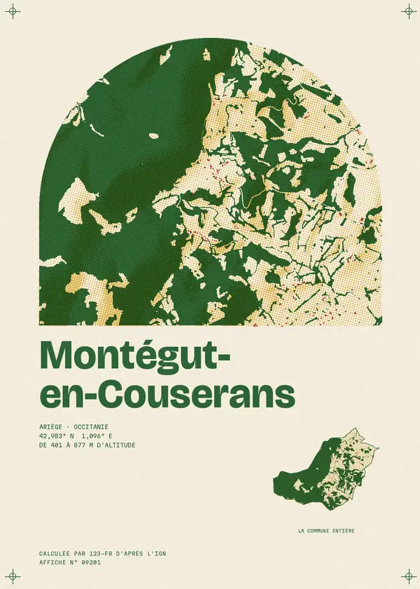 Affiche de Montégut-en-Couserans, calculée par 123-fr d'après l'IGN