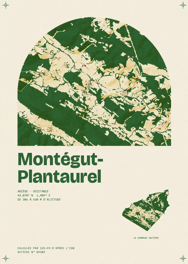 Affiche de Montégut-Plantaurel, calculée par 123-fr d'après l'IGN
