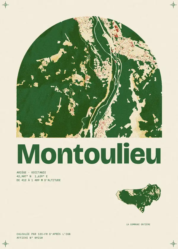 Affiche de Montoulieu, calculée par 123-fr d'après l'IGN