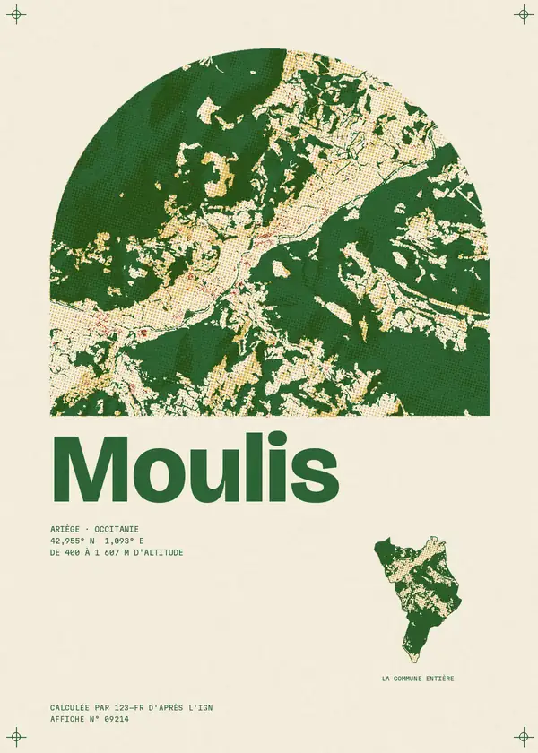 Affiche de Moulis, calculée par 123-fr d'après l'IGN