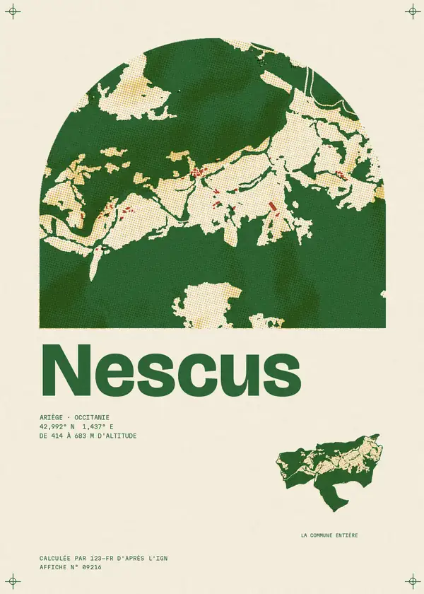 Affiche de Nescus, calculée par 123-fr d'après l'IGN