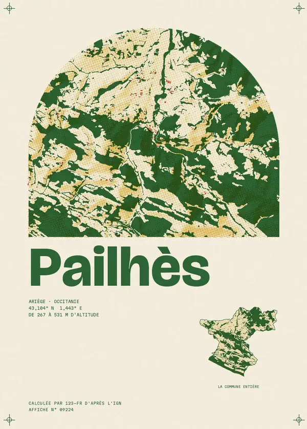 Affiche de Pailhès, calculée par 123-fr d'après l'IGN