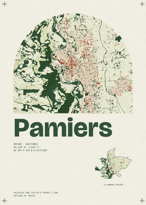 Affiche de Pamiers, calculée par 123-fr d'après l'IGN
