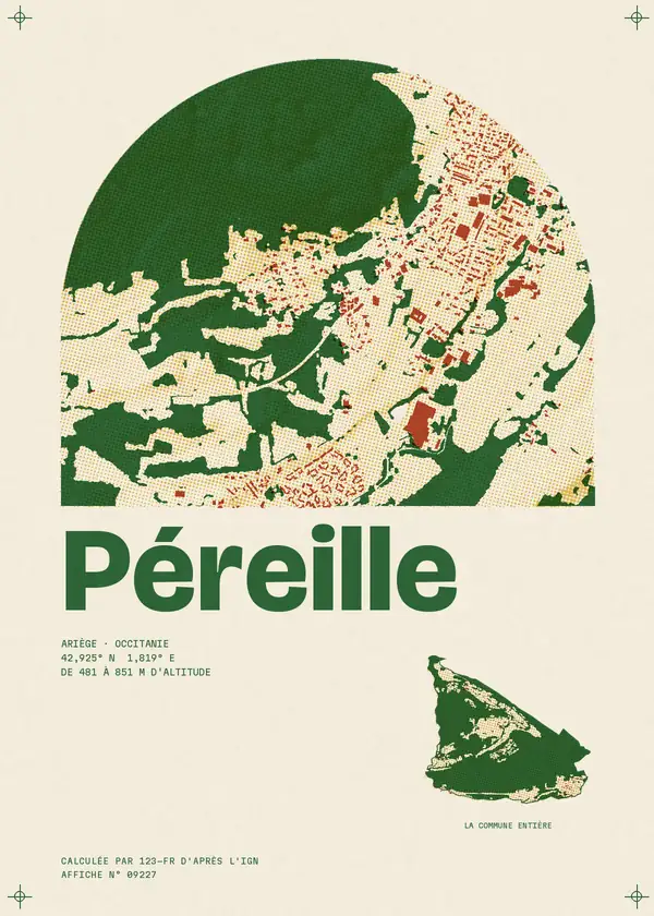 Affiche de Péreille, calculée par 123-fr d'après l'IGN