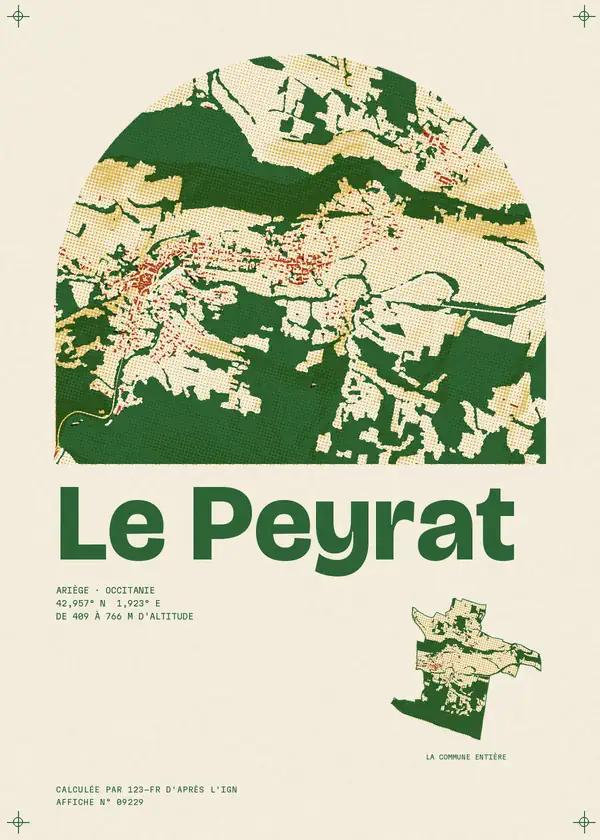 Affiche de Le Peyrat, calculée par 123-fr d'après l'IGN