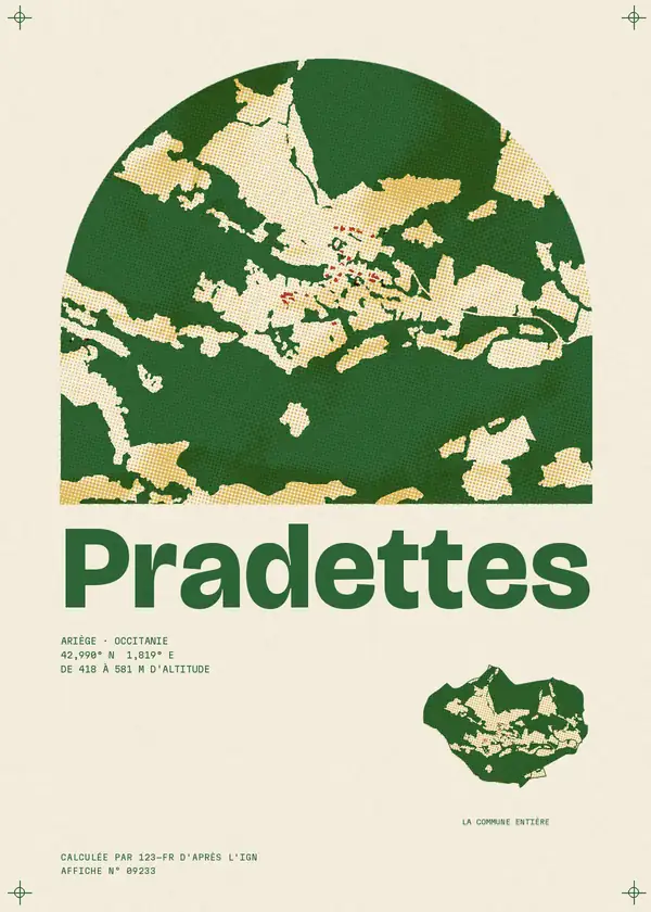 Affiche de Pradettes, calculée par 123-fr d'après l'IGN