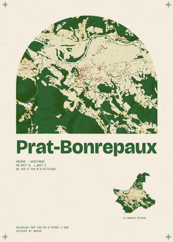 Affiche de Prat-Bonrepaux, calculée par 123-fr d'après l'IGN