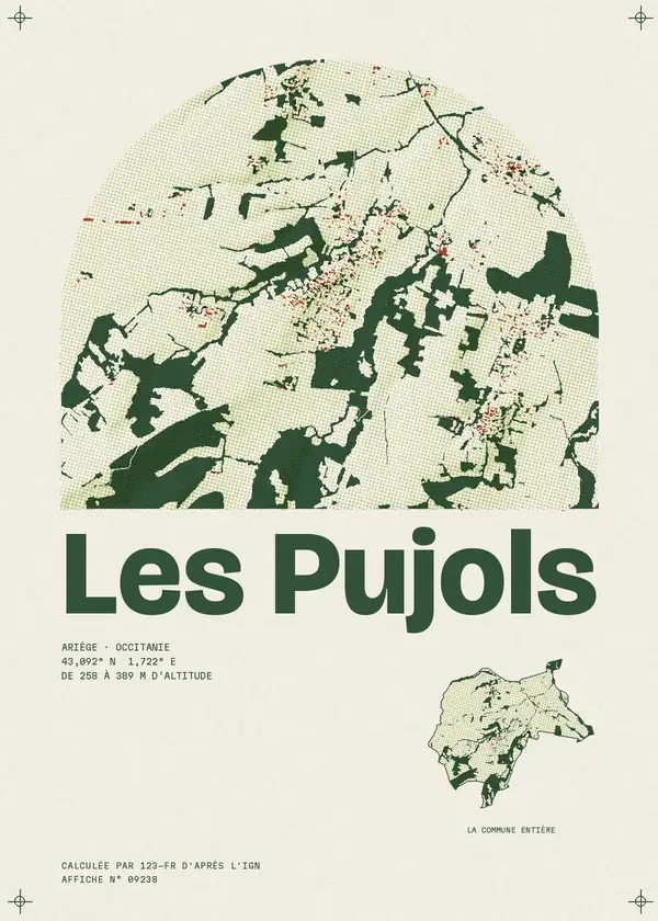 Affiche de Les Pujols, calculée par 123-fr d'après l'IGN